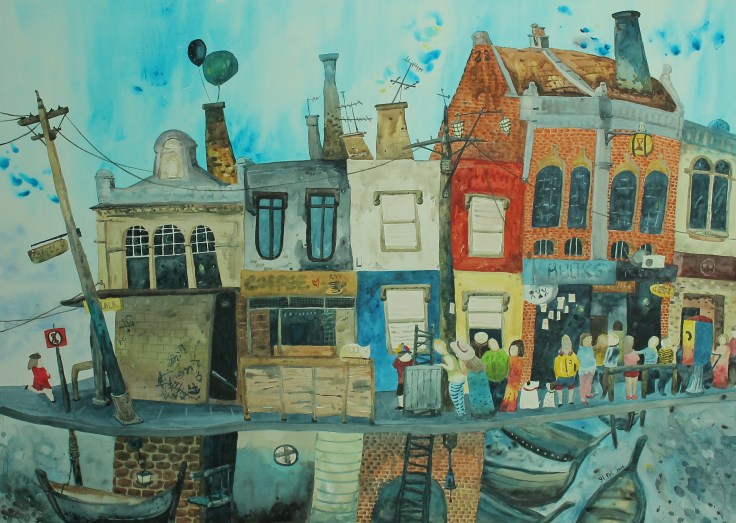 LOH Yi Pei, Chapel Street Revisit-What's under there, watercolour on paper, 2016